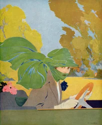 Marthe Chenal aan het stuur van haar auto, illustratie uit 